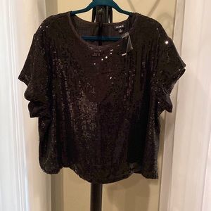 Black Sequin Blouse NEW